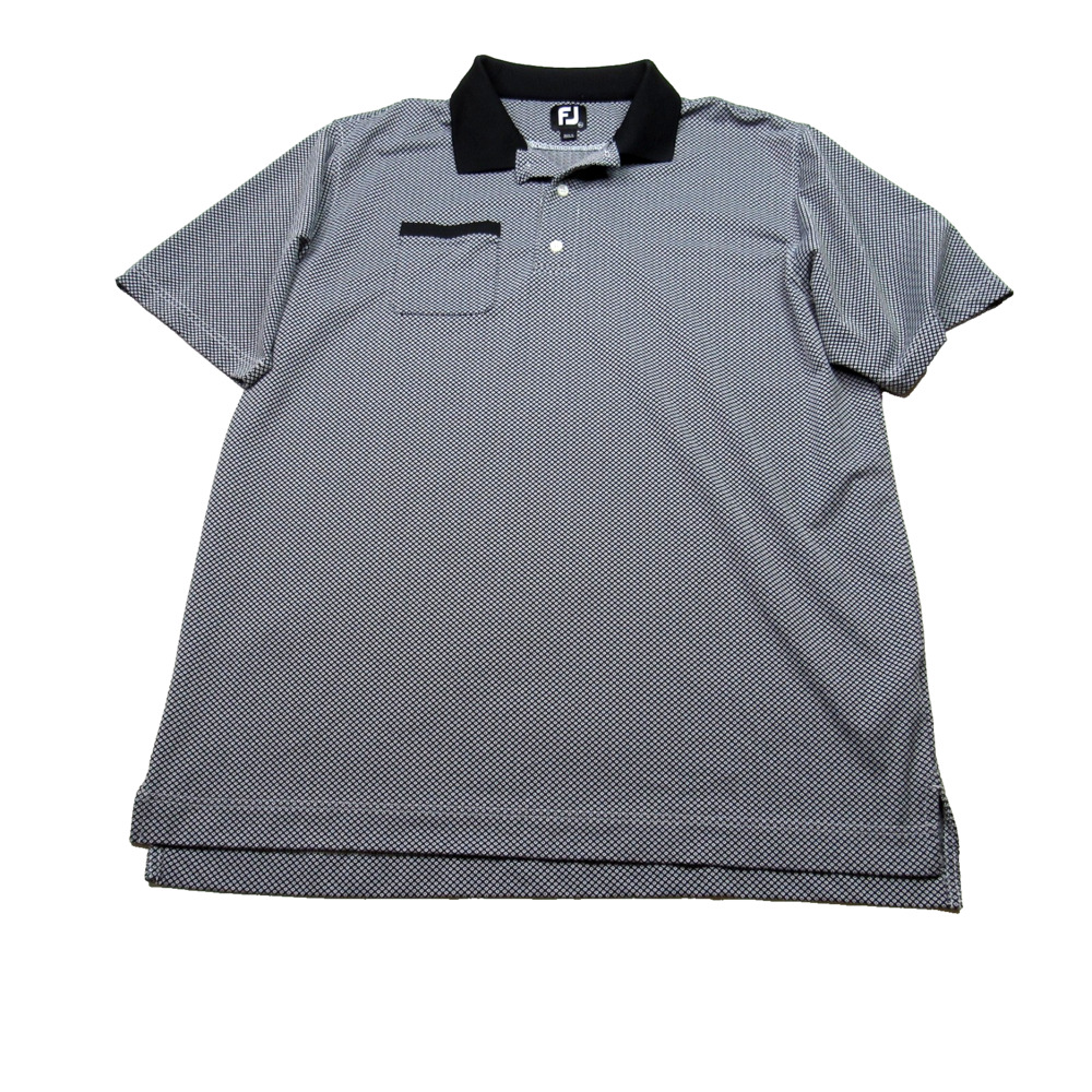 Footjoy Mens Polo Shirt XL Short Sleeve Diamond Birdseye Print Black White Golf